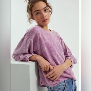 Anthropologie Pilcro wash waffle puff sleeve top Small relaxed fit casual